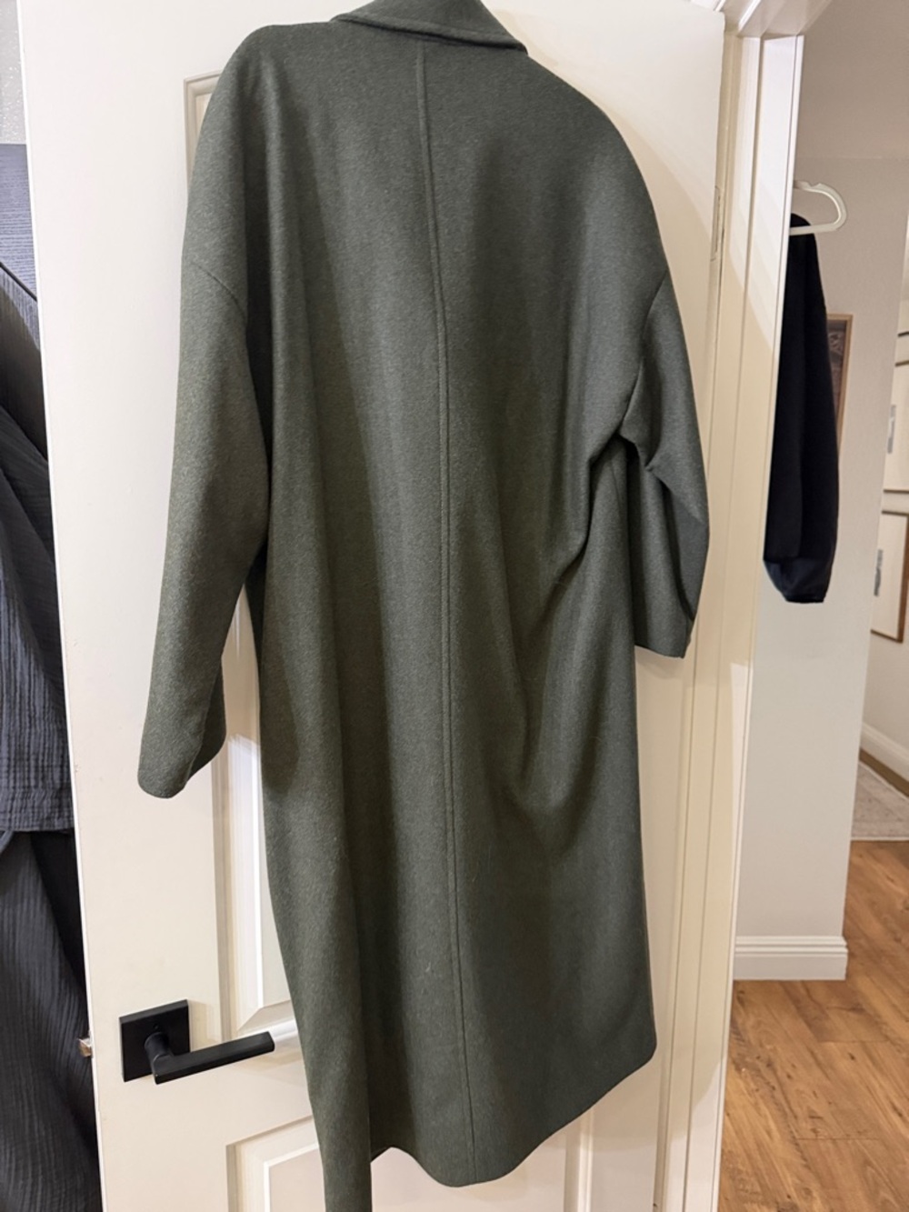 Mango Olive Green Single-Breasted Wool-Blend Trench Coat - Picture 4 of 4